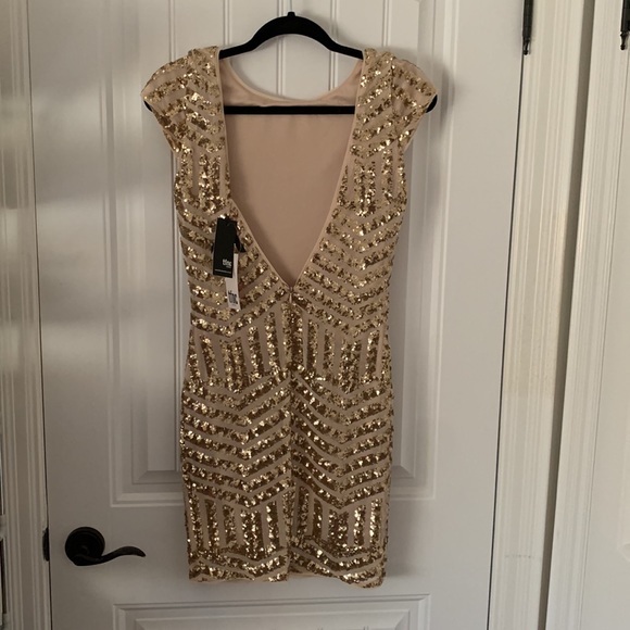 Beaded Gold Dress - Picture 2 of 3